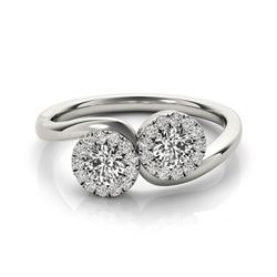 1.26 CTW Certified VS/SI Diamond 2 Stone 2 Stone Ring 18K White Gold - REF-215F3M - 28215