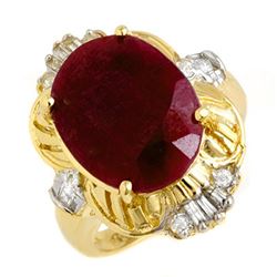 7.84 CTW Ruby & Diamond Ring 14K Yellow Gold - REF-80K8R - 13239