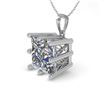 Image 1 : 1 CTW VS/SI Princess Diamond Solitaire Necklace 18K White Gold - REF-285Y2N - 35868