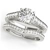 Image 1 : 1.2 CTW Certified VS/SI Diamond Solitaire 2Pc Wedding Set 14K White Gold - REF-159M3F - 31622