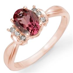 1.06 CTW Pink Tourmaline & Diamond Ring 14K Rose Gold - REF-36N4Y - 13548