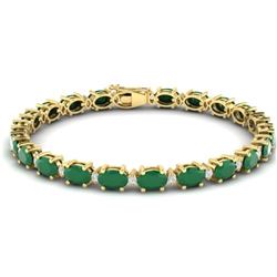 23.5 CTW Emerald & VS/SI Certified Diamond Eternity Bracelet 10K Yellow Gold - REF-143F6M - 29367