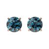 Image 1 : 1.08 CTW Certified Intense Blue SI Diamond Solitaire Stud Earrings 10K Rose Gold - REF-88X8T - 36593