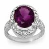 Image 1 : 5.50 CTW Amethyst & Diamond Ring 14K White Gold - REF-76F2M - 13980