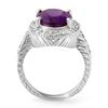 Image 2 : 5.50 CTW Amethyst & Diamond Ring 14K White Gold - REF-76F2M - 13980