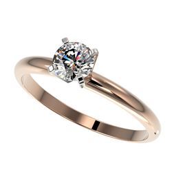 0.54 CTW Certified H-SI/I Quality Diamond Solitaire Engagement Ring 10K Rose Gold - REF-54H2W - 3637