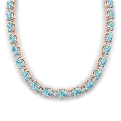 46.5 CTW Sky Blue Topaz & VS/SI Certified Diamond Eternity Necklace 10K Rose Gold - REF-218F2M - 294