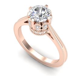 1.5 CTW VS/SI Diamond Art Deco Ring 18K Rose Gold - REF-399N3Y - 36831