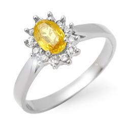 0.83 CTW Yellow Sapphire & Diamond Ring 14K White Gold - REF-35W5H - 14384