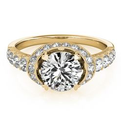 1.75 CTW Certified VS/SI Diamond Solitaire Halo Ring 18K Yellow Gold - REF-420K2R - 27026