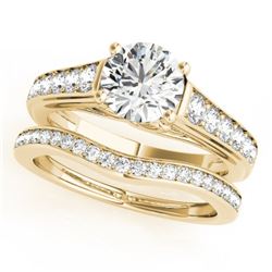 1.45 CTW Certified VS/SI Diamond Solitaire 2Pc Wedding Set 14K Yellow Gold - REF-232Y8N - 31627