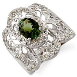 2.15 CTW Green Tourmaline & Diamond Ring 10K White Gold - REF-70H9W - 11164