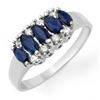 Image 1 : 1.02 CTW Blue Sapphire & Diamond Ring 14K White Gold - REF-28M2F - 12958