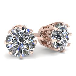 1.50 CTW VS/SI Diamond Stud Solitaire Earrings 18K Rose Gold - REF-302M9F - 35678