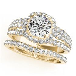 1.94 CTW Certified VS/SI Diamond 2Pc Wedding Set Solitaire Halo 14K Yellow Gold - REF-254F5M - 31141
