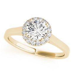 1.11 CTW Certified VS/SI Diamond Solitaire Halo Ring 18K Yellow Gold - REF-319X2T - 26595