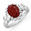 Image 1 : 2.22 CTW Ruby & Diamond Ring 18K White Gold - REF-96Y4N - 13072