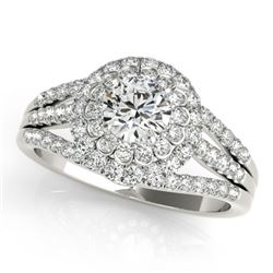 1.25 CTW Certified VS/SI Diamond Solitaire Halo Ring 18K White Gold - REF-174H5W - 26575