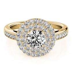 1.6 CTW Certified VS/SI Diamond Solitaire Halo Ring 18K Yellow Gold - REF-234X4T - 26460