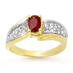 1.43 CTW Ruby & Diamond Ring 10K Yellow Gold - REF-46N4Y - 13342