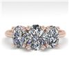 Image 1 : 2.0 CTW Oval Cut VS/SI Diamond 3 Stone Designer Ring 18K Rose Gold - REF-390M2F - 32468