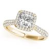 Image 2 : 1.15 CTW Certified VS/SI Princess Diamond Solitaire Halo Ring 18K Yellow Gold - REF-163R6K - 27095