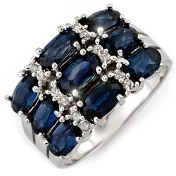 3.15 CTW Blue Sapphire & Diamond Ring 18K White Gold - REF-65T5X - 11585