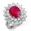 Image 1 : 8.0 CTW Ruby & Diamond Ring 18K White Gold - REF-253F3M - 13271