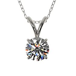 0.51 CTW Certified H-SI/I Quality Diamond Solitaire Necklace 10K White Gold - REF-61H8W - 36717