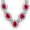 Image 1 : 39.70 CTW Ruby & Diamond Necklace 14K White Gold - REF-800T2X - 13900