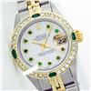 Image 1 : Rolex Men's Stainless Steel, QuickSet, Diam Dial & Diam/Emerald Bezel - REF-512H7W