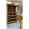 Image 8 : Tall Teak Cabinet w/Glass Doors (2 left legs were sawed off to get it into the door)