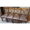 Image 1 : Qty 4 Wooden X-Backed Chairs w/Padded Seats