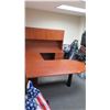 Image 1 : U-Shaped Wooden Desk with Matching Cabinet Component, 23.5" x 65.25"