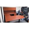 Image 2 : U-Shaped Wooden Desk with Matching Cabinet Component, 23.5" x 65.25"