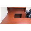Image 4 : U-Shaped Wooden Desk with Matching Cabinet Component, 23.5" x 65.25"