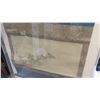 Image 4 : Large Antique Oriental Scroll w/Peony, Silk, Framed in Plexiglass Case, 52.25" x 66"