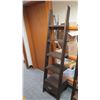 Image 1 : Furniture - Wooden Shelving Unit, 5-Shelves, Bottom Drawer, Ladder-Style, Dark Hardwood  Approx 17" 