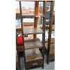 Image 1 : Furniture - Wooden Shelving Unit, 5-Shelves, Bottom Drawer, Ladder-Style, Dark Hardwood  Approx 17" 