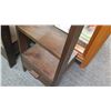 Image 4 : Furniture - Wooden Shelving Unit, 5-Shelves, Bottom Drawer, Ladder-Style, Dark Hardwood  Approx 17" 