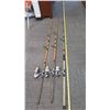 Image 1 : 3 Fishing Rods w/Reels - Rods are Various Lengths, Varying Condition