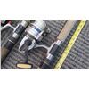 Image 4 : 3 Fishing Rods w/Reels - Rods are Various Lengths, Varying Condition