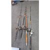 Image 1 : 4 Fishing Rods w/ 2 Penn Reels - Rods are Various Lengths (these were stored outdoors, may need repa