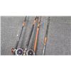 Image 4 : 4 Fishing Rods w/ 2 Penn Reels - Rods are Various Lengths (these were stored outdoors, may need repa