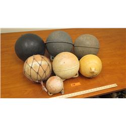 Qty 7 Round Fishing Floats (1 with net)