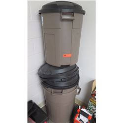 Qty (4) 50-Gallon Plastic Trash Containers