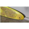 Image 2 : Surfboard: Mike Merry Design, Yellow, 3 Fins, Damaged Areas, Approx 24" x 107"