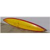 Image 1 : Surfboard: Yellow & Red, Single Fin, Previous Damages, Approx 21" x 104"