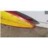Image 2 : Surfboard: Yellow & Red, Single Fin, Previous Damages, Approx 21" x 104"