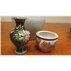 Image 2 : Black Cloissone Vase (Brass/Bronze?), Ceramic Planters